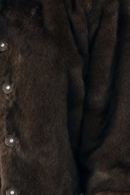 COCOON CHARM BROWN FAUX FUR CROPPED JACKET