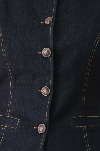CONTRAST STITCH DENIM VEST