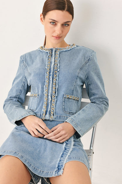SKYWARD LINKED DENIM CROP JACKET