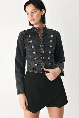 CITY LIMITS BLACK DENIM MILITARY JACKET