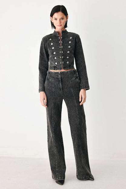 CITY LIMITS BLACK DENIM MILITARY JACKET