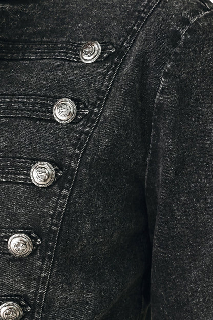 CITY LIMITS BLACK DENIM MILITARY JACKET