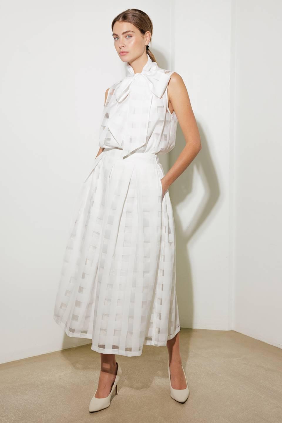 FALDA MIDI DE ORGANZA BLANCA LIVE FOR US