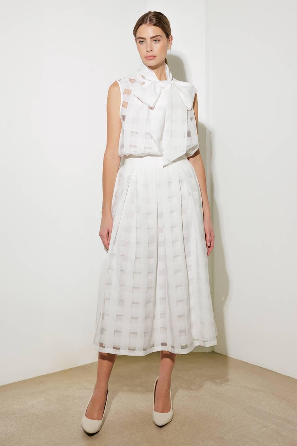 FALDA MIDI DE ORGANZA BLANCA LIVE FOR US