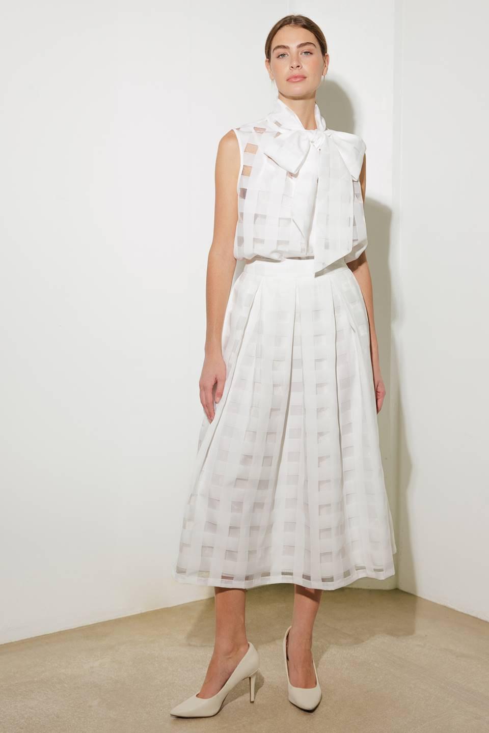 FALDA MIDI DE ORGANZA BLANCA LIVE FOR US