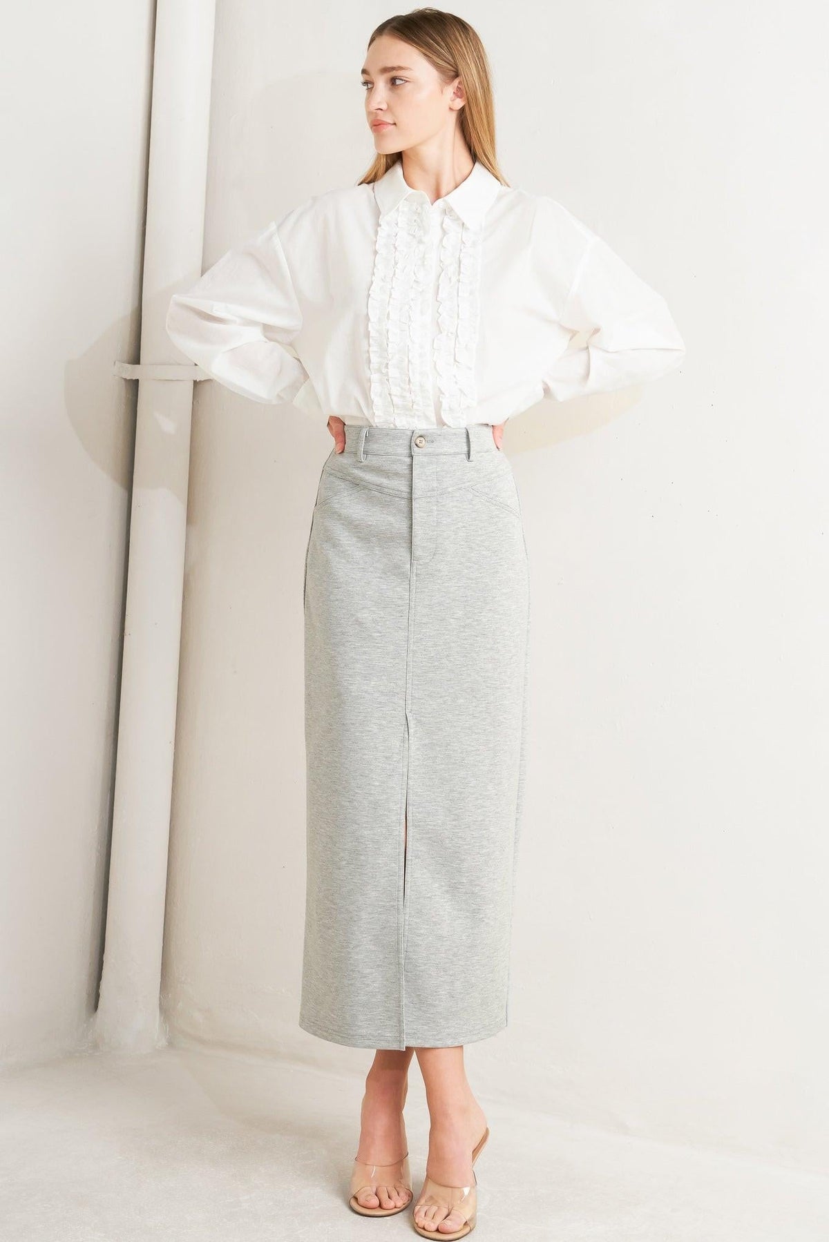 LOVELY BY NATURE KNIT MIDI SKIRT