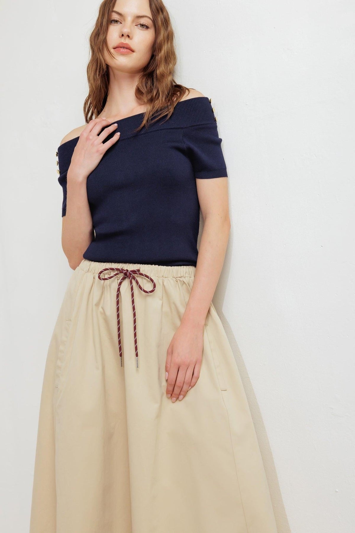 FALDA MIDI TEJIDA PARISIENNE PARA EL FIN DE SEMANA