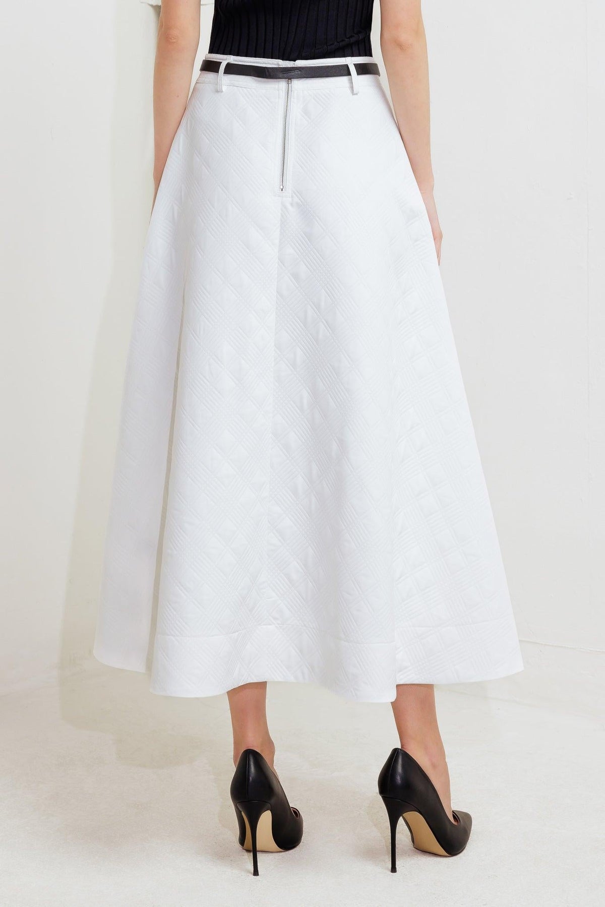 DOWNTOWN EASE WOVEN MIDI SKIRT