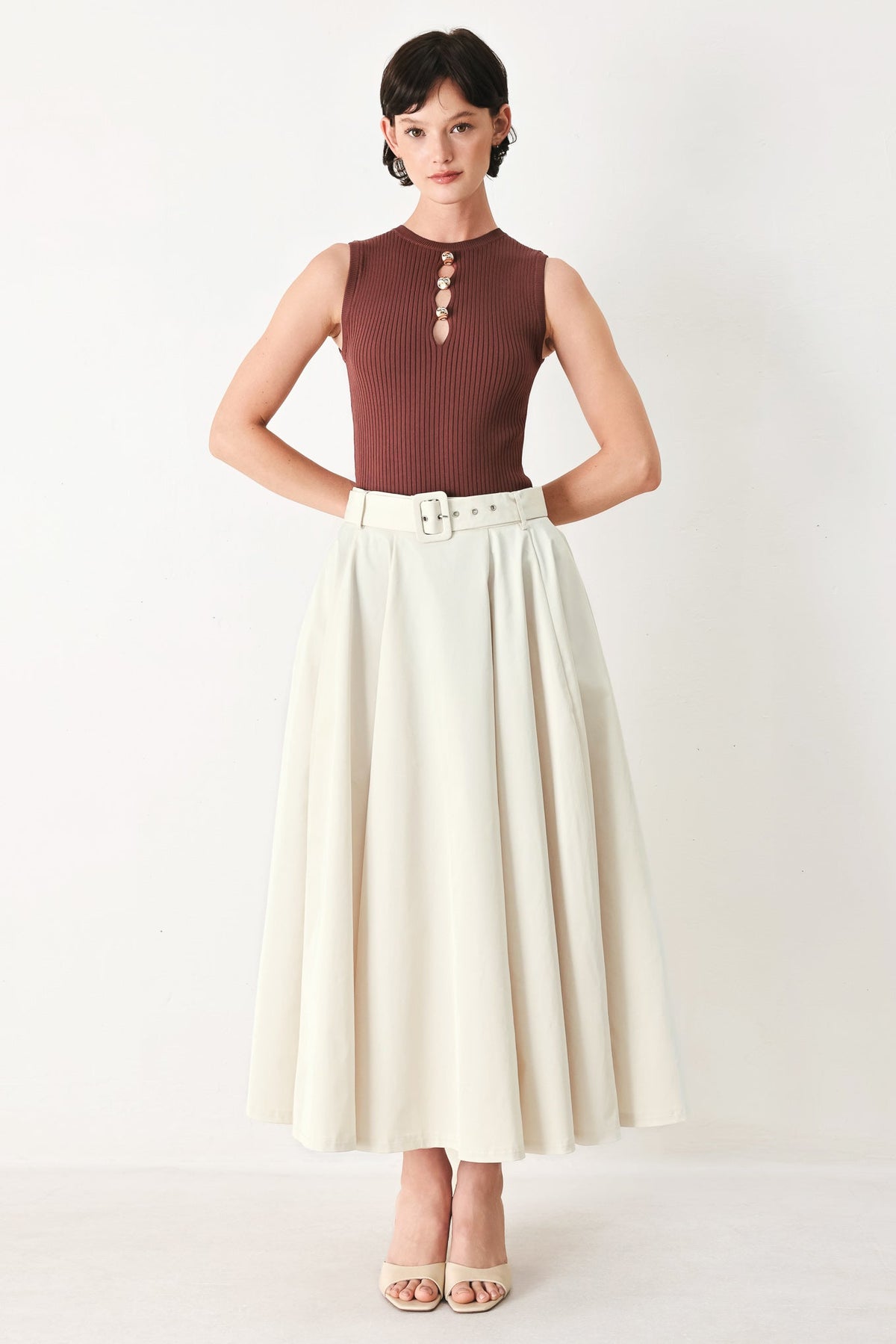 FALDA MIDI TEJIDA ROUGE ALLURE