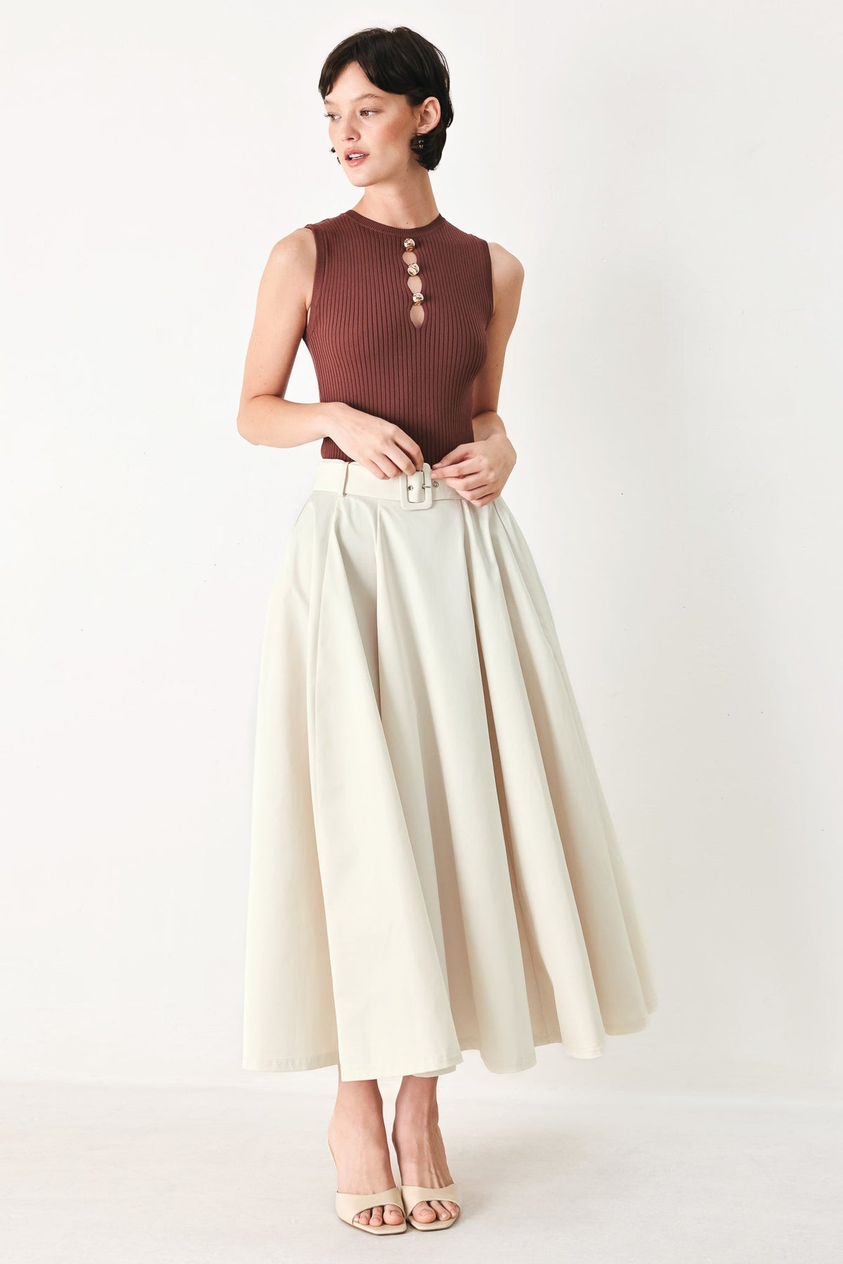 FALDA MIDI TEJIDA ROUGE ALLURE