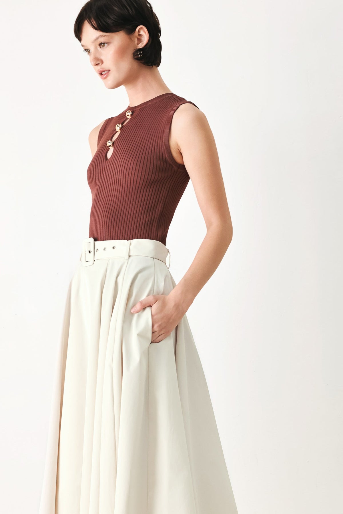 FALDA MIDI TEJIDA ROUGE ALLURE