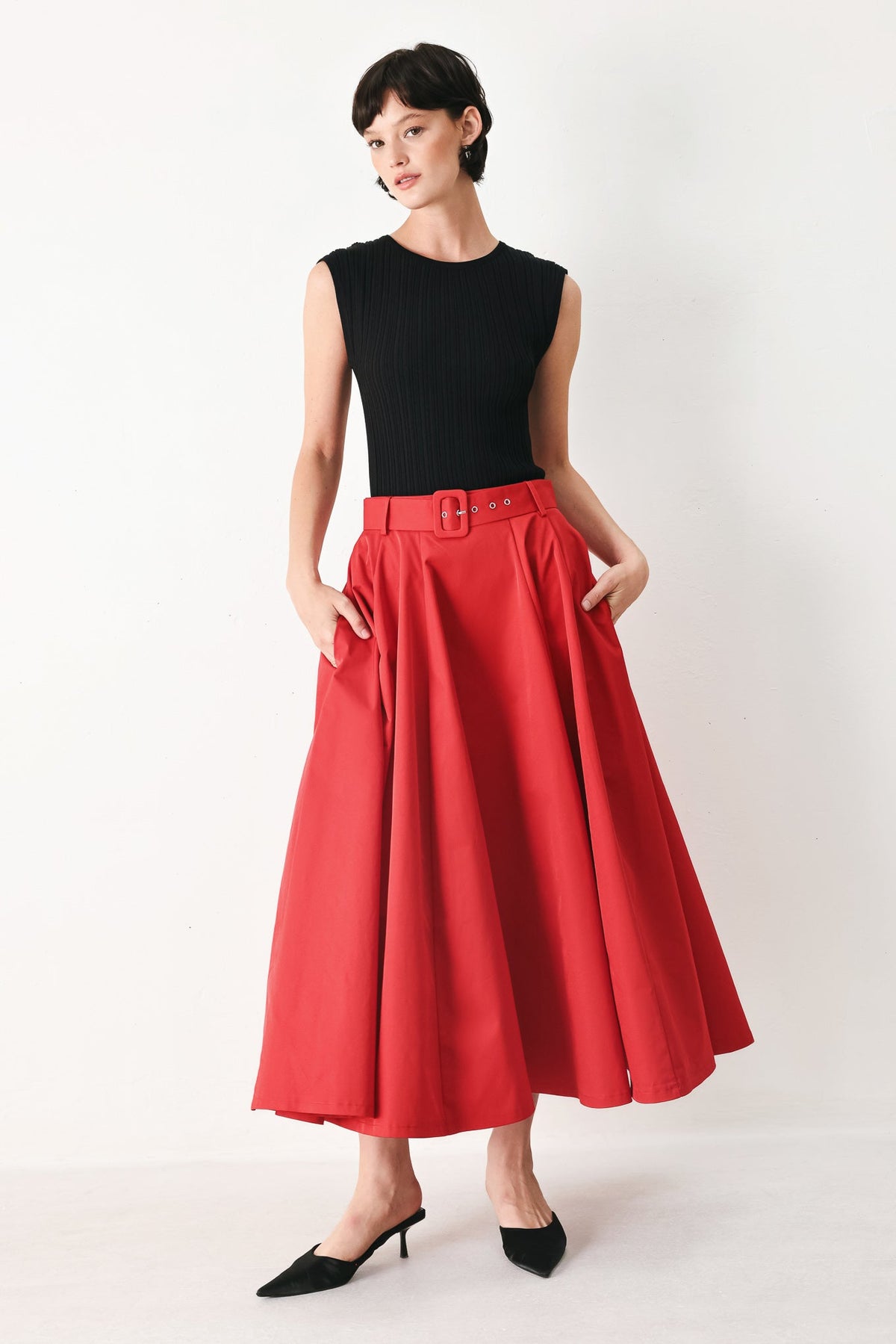 FALDA MIDI TEJIDA ROUGE ALLURE