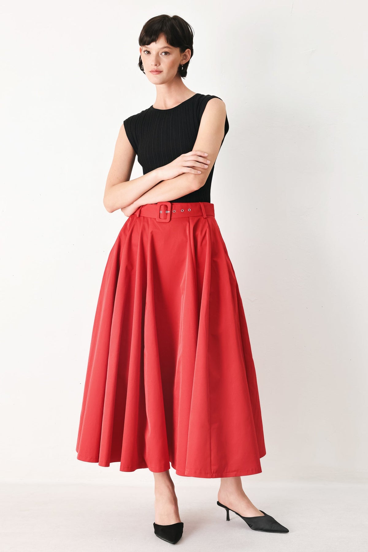 FALDA MIDI TEJIDA ROUGE ALLURE