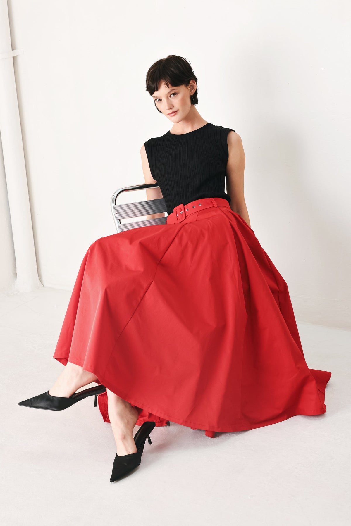 FALDA MIDI TEJIDA ROUGE ALLURE