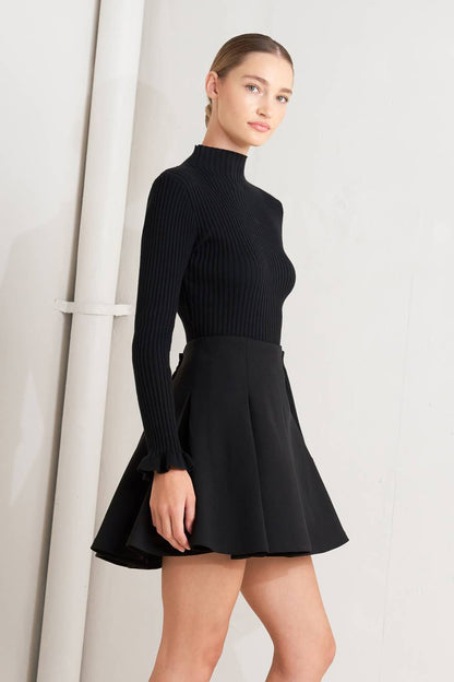 NIGHT SHIFT BLACK WOVEN MINI SKIRT
