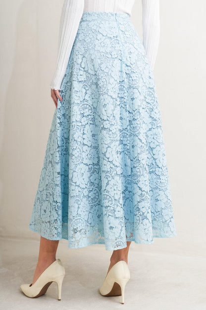 PURELY ROMANTIC WOVEN LACE MIDI SKIRT