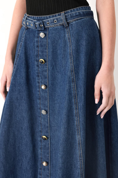 SWEET TALKER DENIM CIRCLE MIDI SKIRT