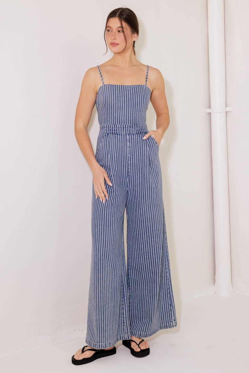 BEGIN AGAIN BLUE DENIM JUMPSUIT