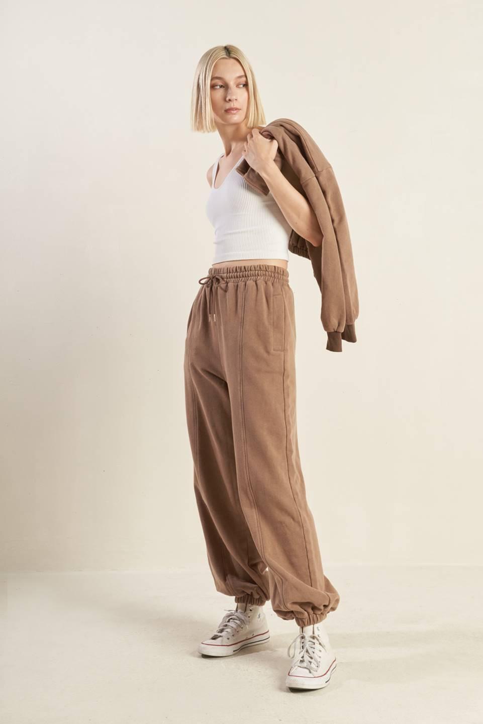 Pantalones deportivos de felpa francesa con caída encantadora