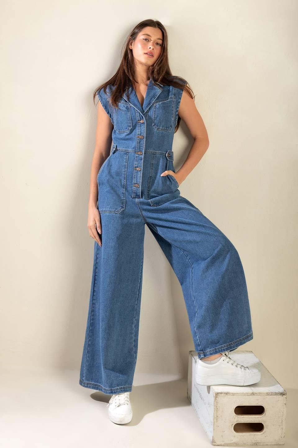OVER YOU AGAIN DENIM JUMPSUIT
