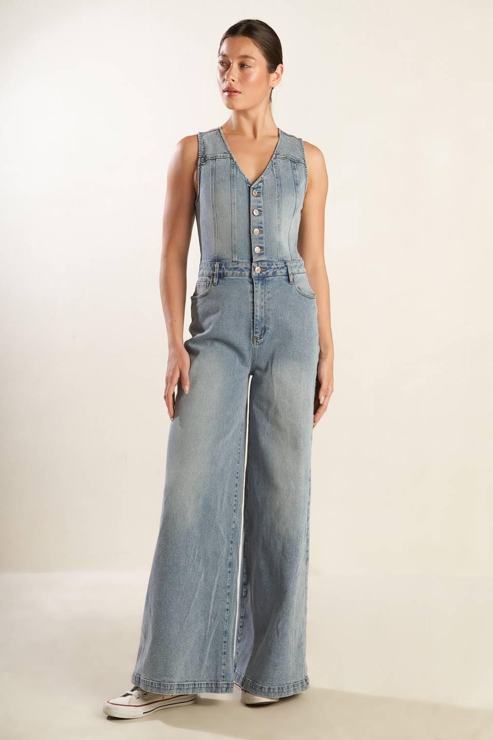 WALK WITH ME DENIM JUMPSUIT