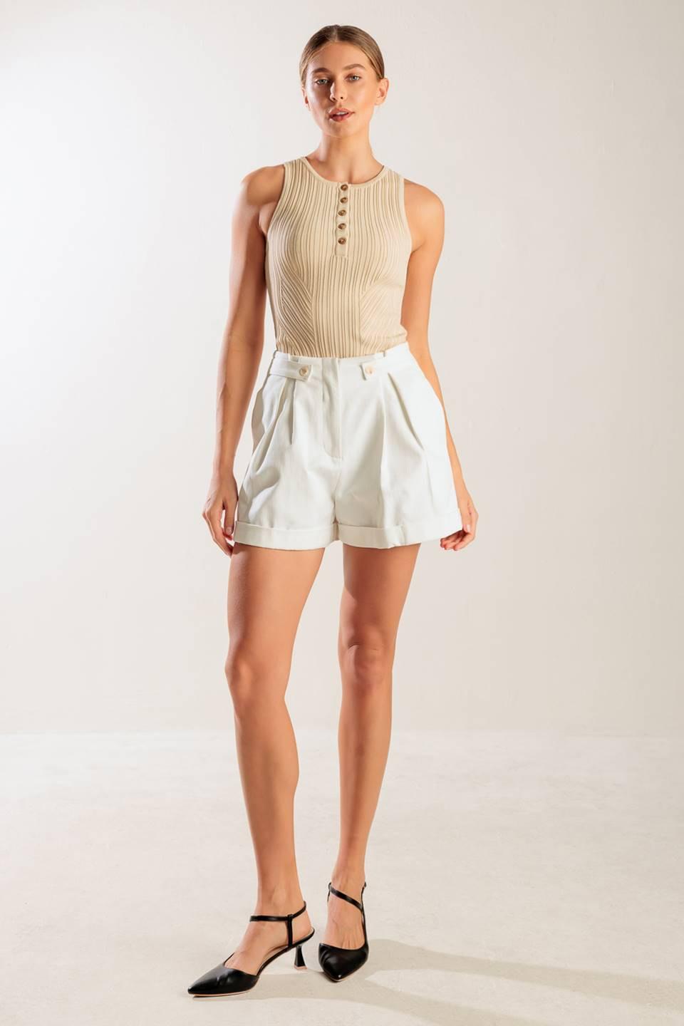 CARTAS DE AMOR SHORT BLANCO TEJIDO
