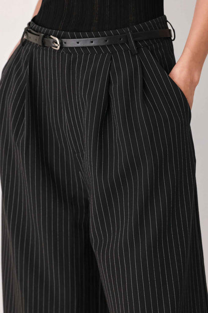 PARK AVENUE PINSTRIPE WOVEN CULOTTE PANTS