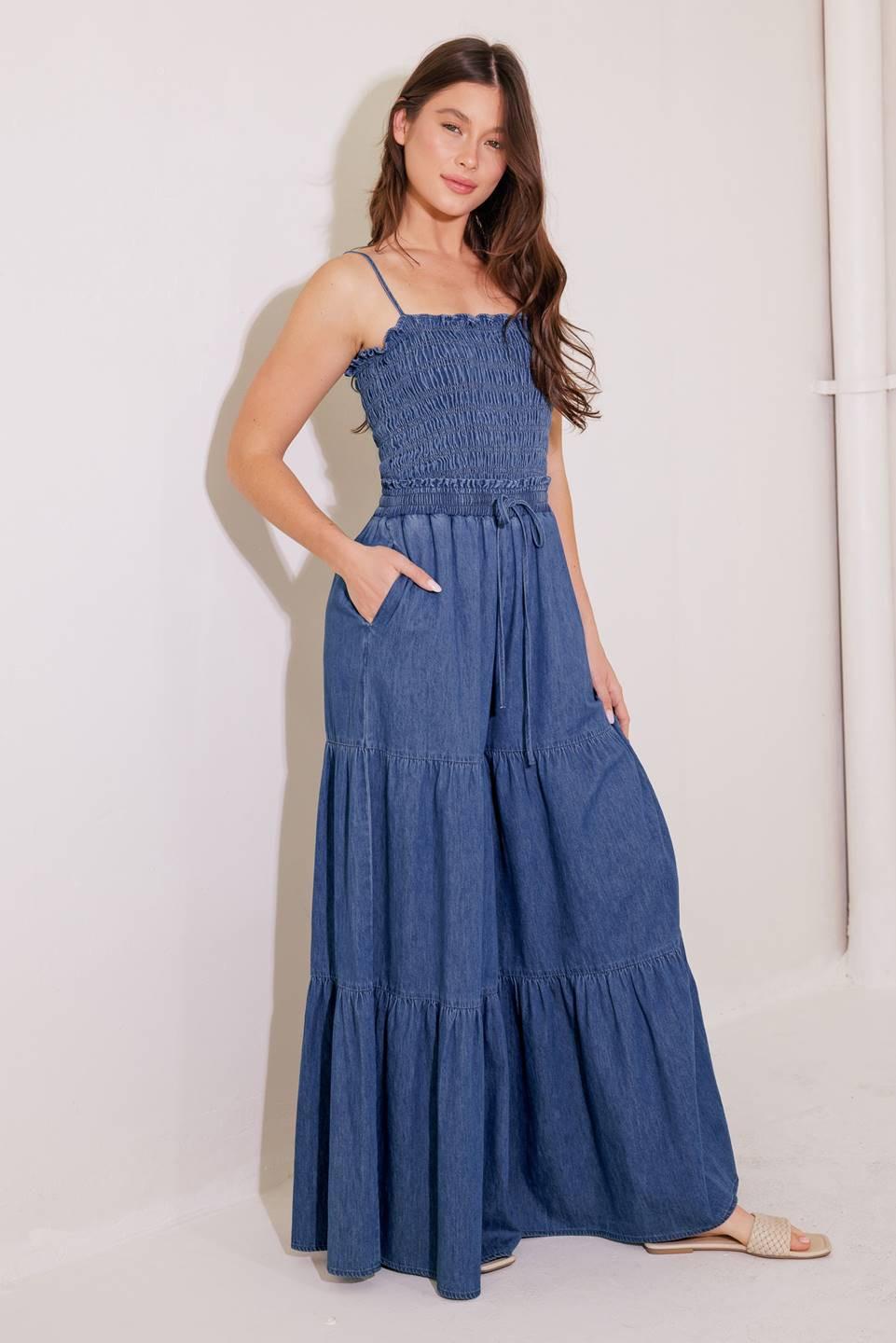 FEELING FREE INDIGO DENIM JUMPSUIT