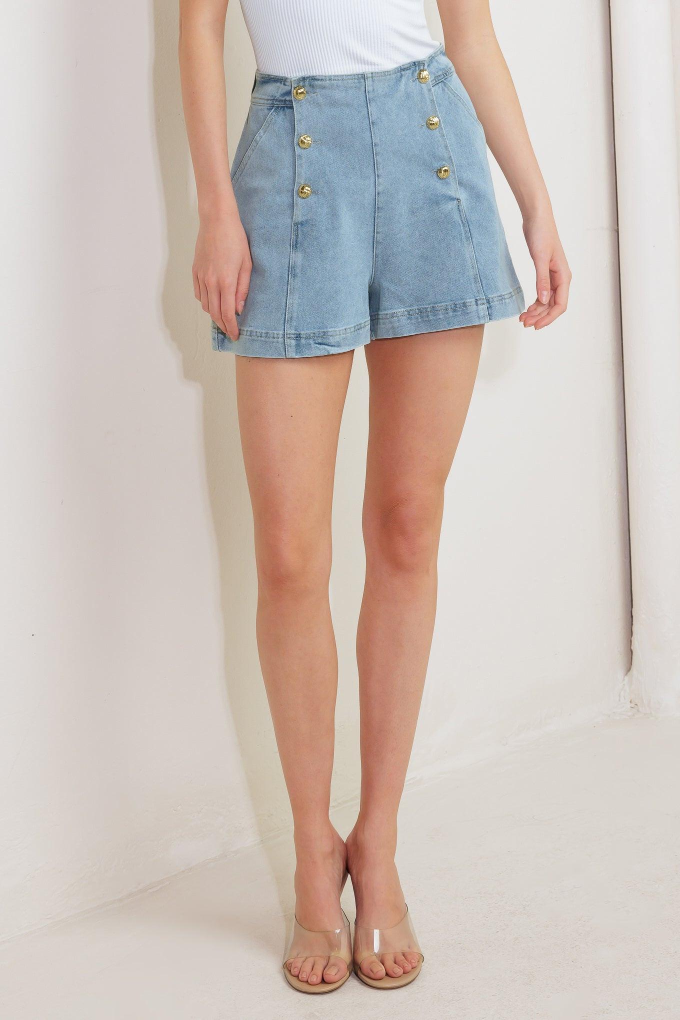 ANGEL WINGS AND CHAMOMILE DENIM WOVEN SKORT