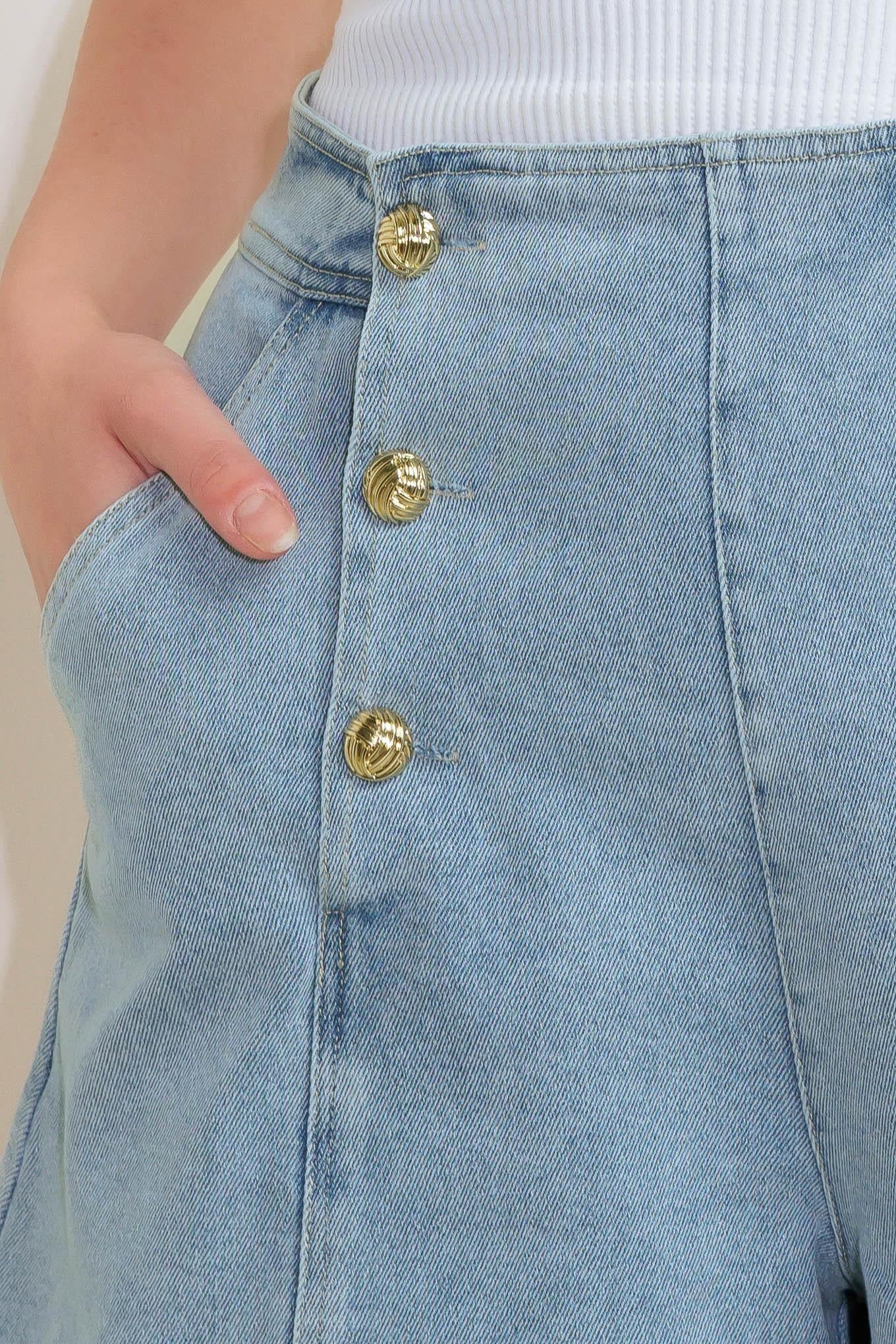 ANGEL WINGS AND CHAMOMILE DENIM WOVEN SKORT