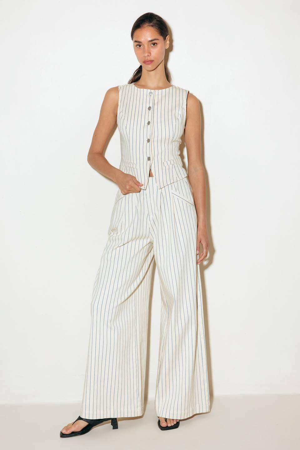COFFEE RUN STRIPED WOVEN PANTS