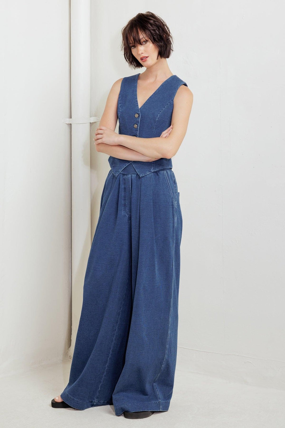 URBAN INDIGO FRENCH TERRY DENIM PANTS