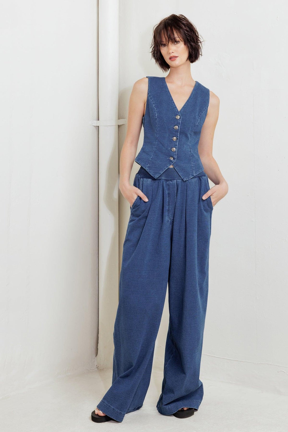 URBAN INDIGO FRENCH TERRY DENIM PANTS