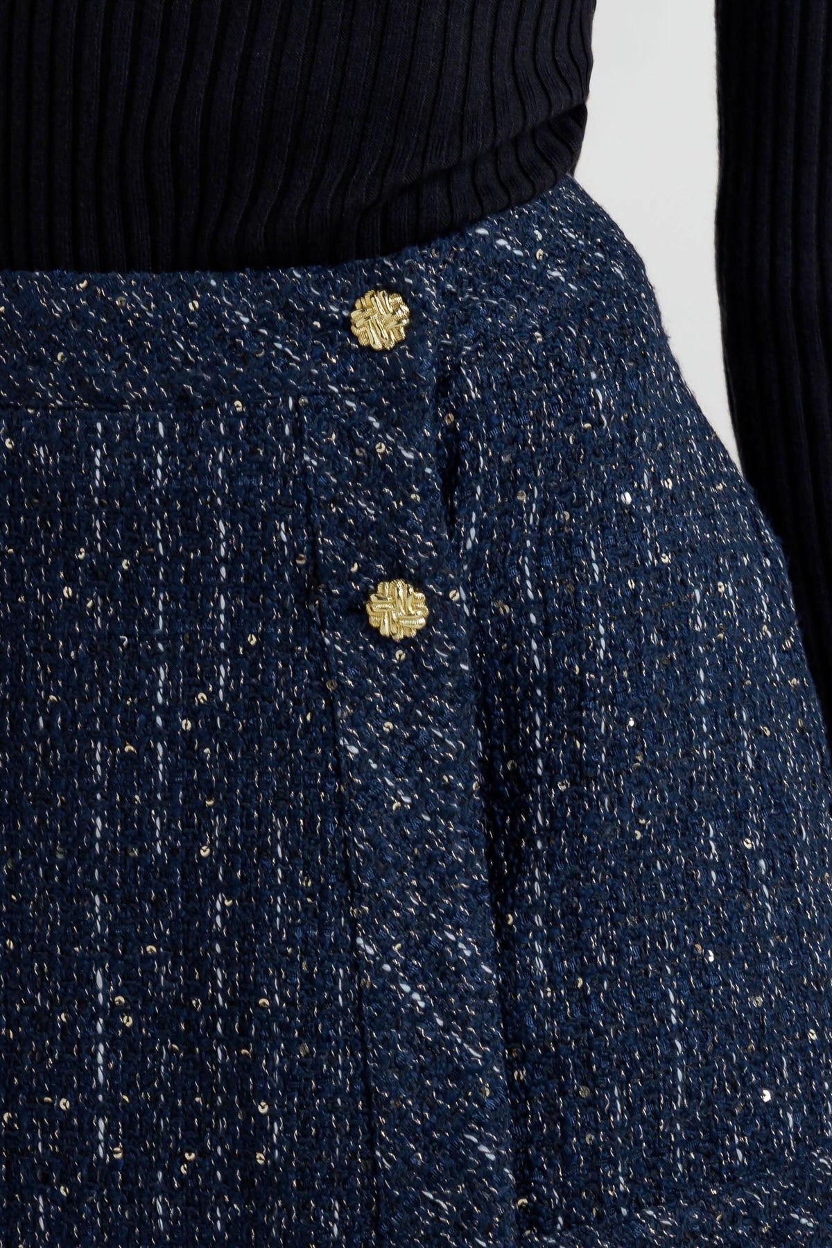MINIFALDA PANTALÓN DE TWEED AZUL MARINO PARISINO