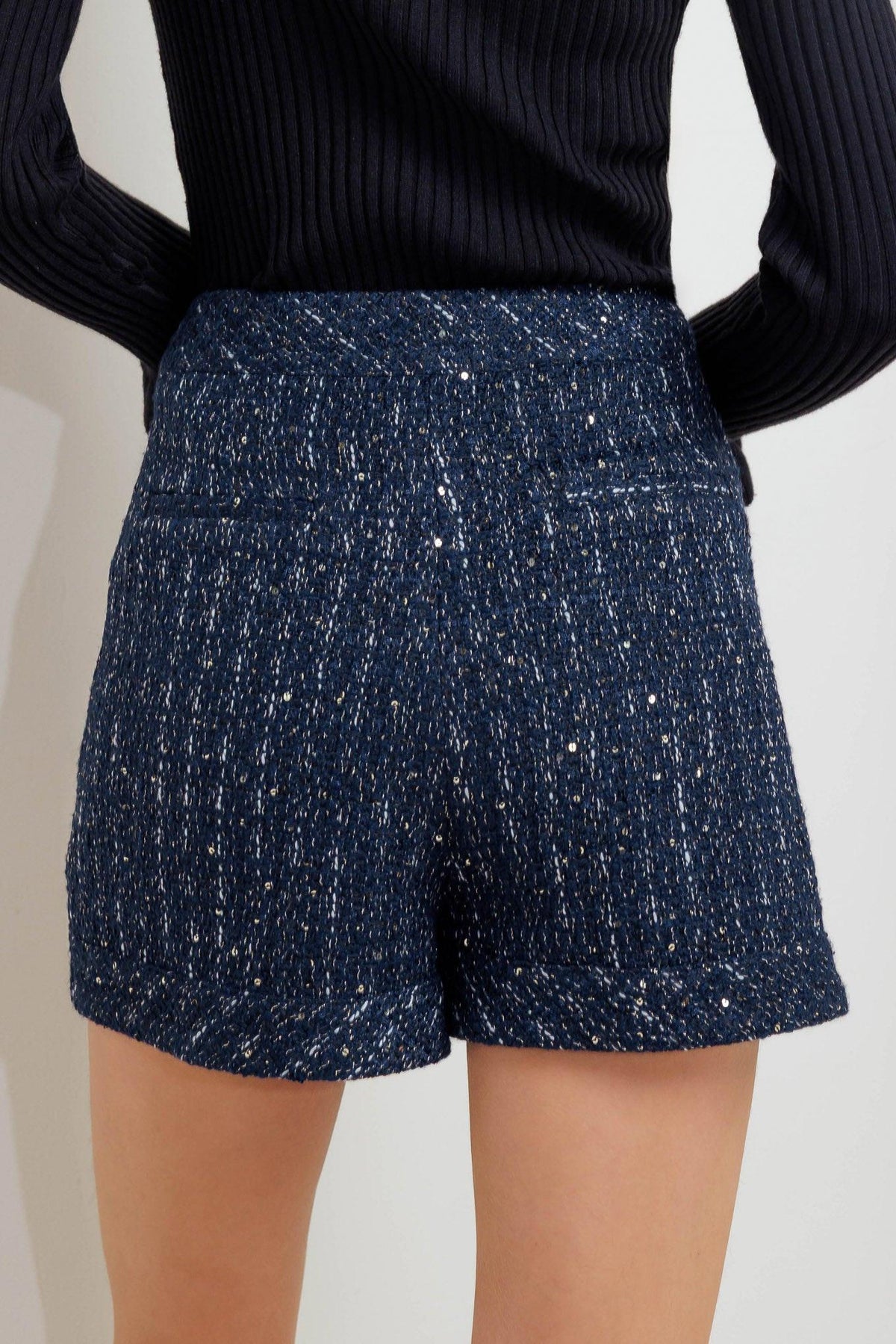 MINIFALDA PANTALÓN DE TWEED AZUL MARINO PARISINO