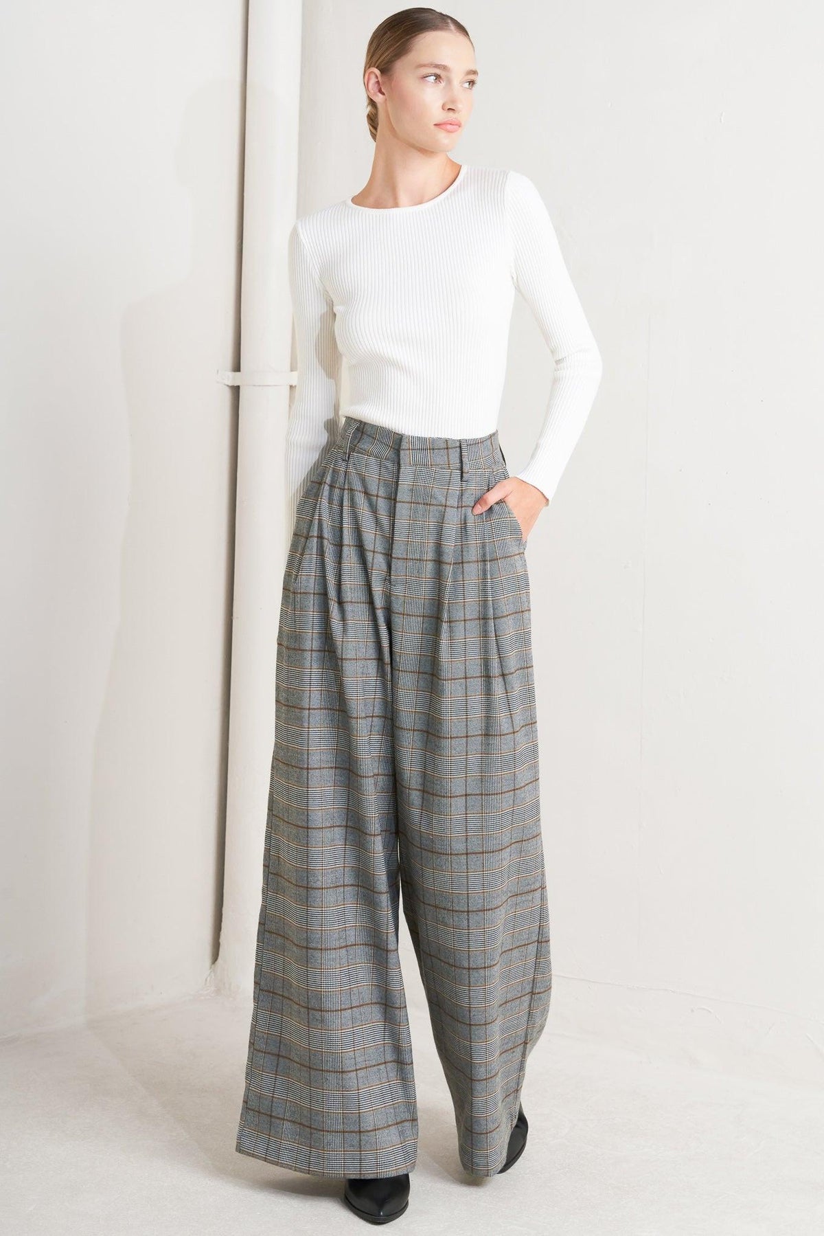 NEW AGE WOVEN PLAID PANTS