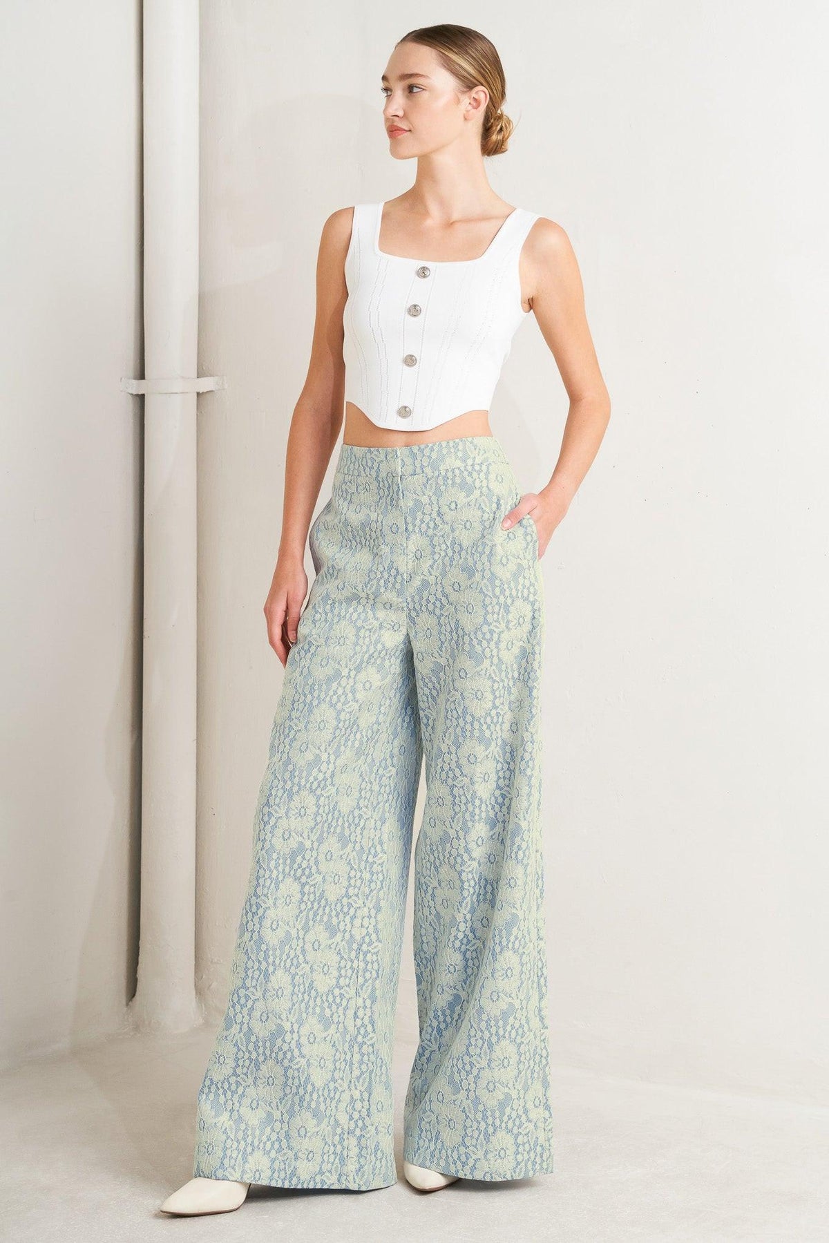 EASY ELEGANCE WOVEN LACE PANTS