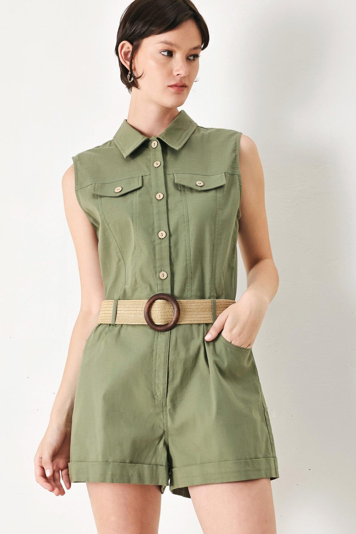 CUTIE EXPLORER WOVEN ROMPER