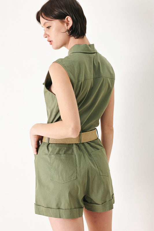 CUTIE EXPLORER WOVEN ROMPER