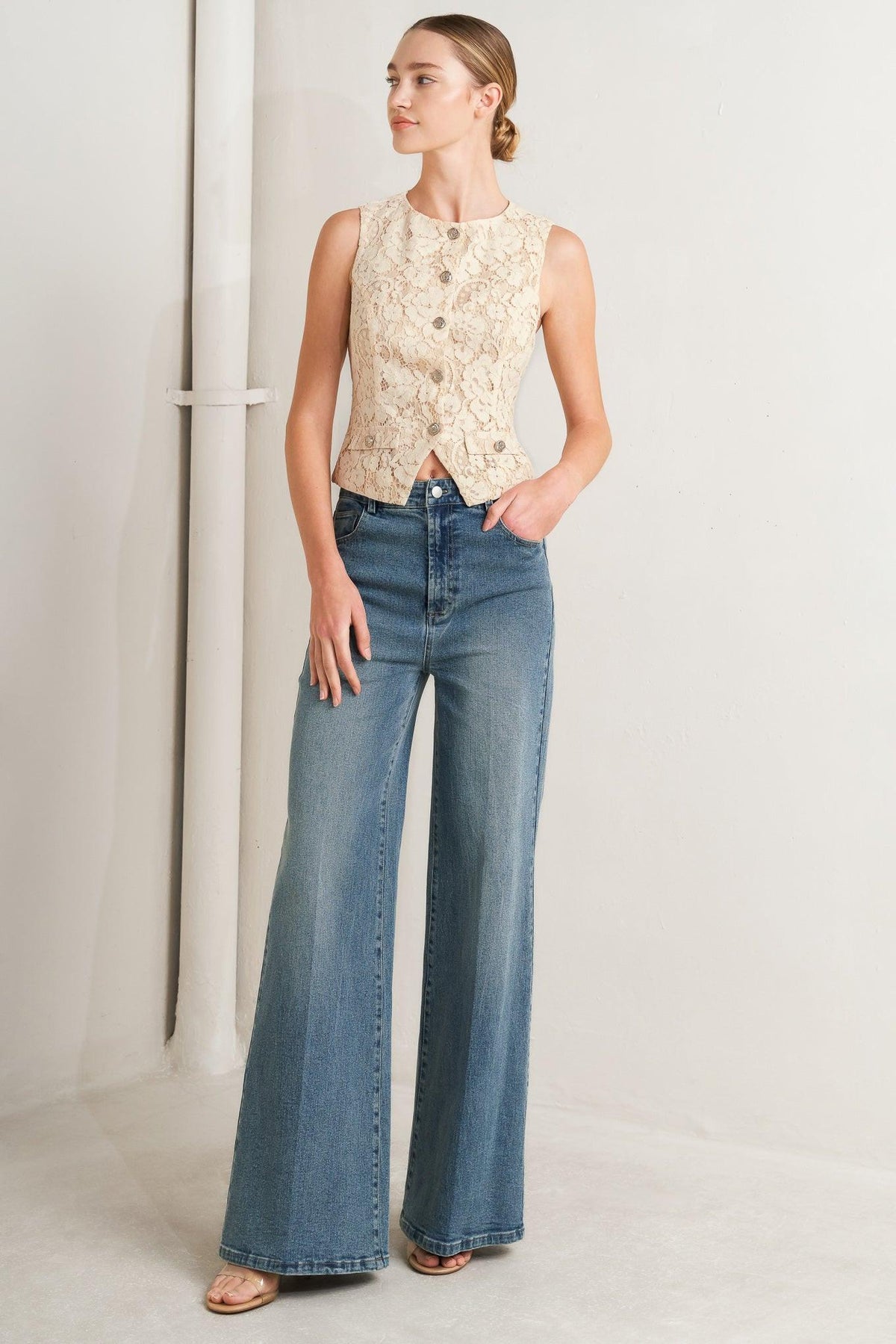 NO SECOND THOUGHT WASHED DENIM PANTS