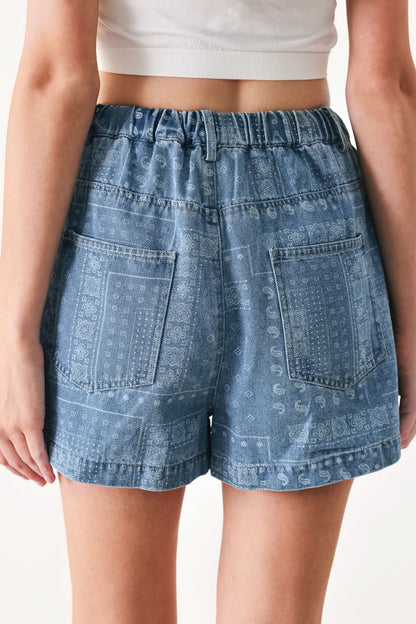 VINTAGE BANDANA DENIM SHORTS