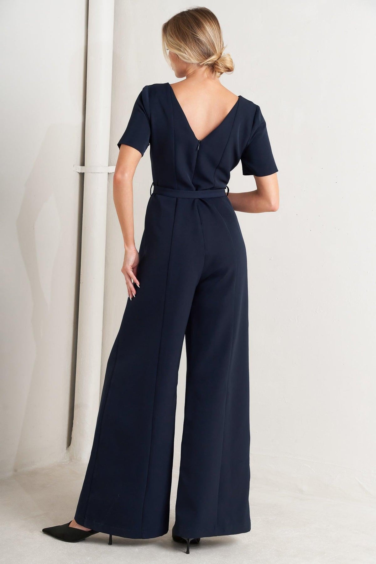 FOREVER FLATTERING NAVY WOVEN JUMPSUIT