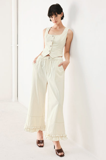 SUNDAY SOFT FLOW WOVEN CULOTTE PANTS