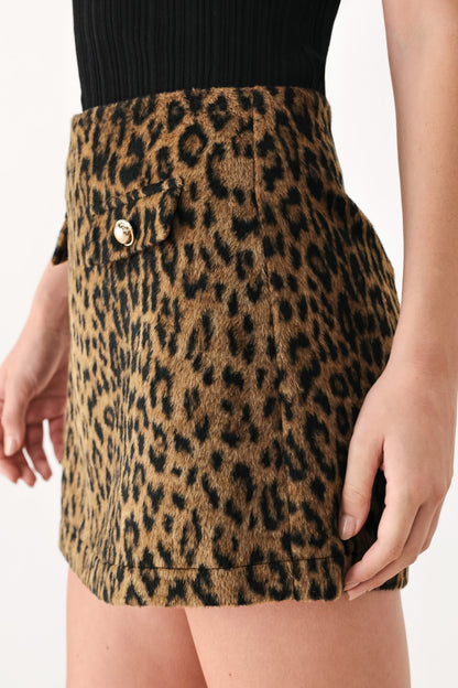 HERITAGE EDGE BROWN/BLACK WOOL-BLEND SKORT