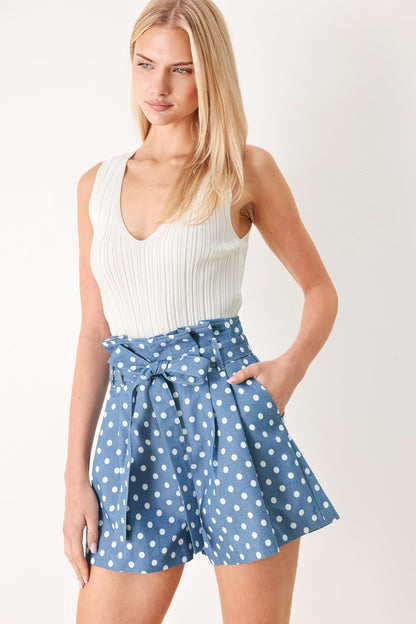 FLIRTY DOTS TIE WOVEN SHORTS