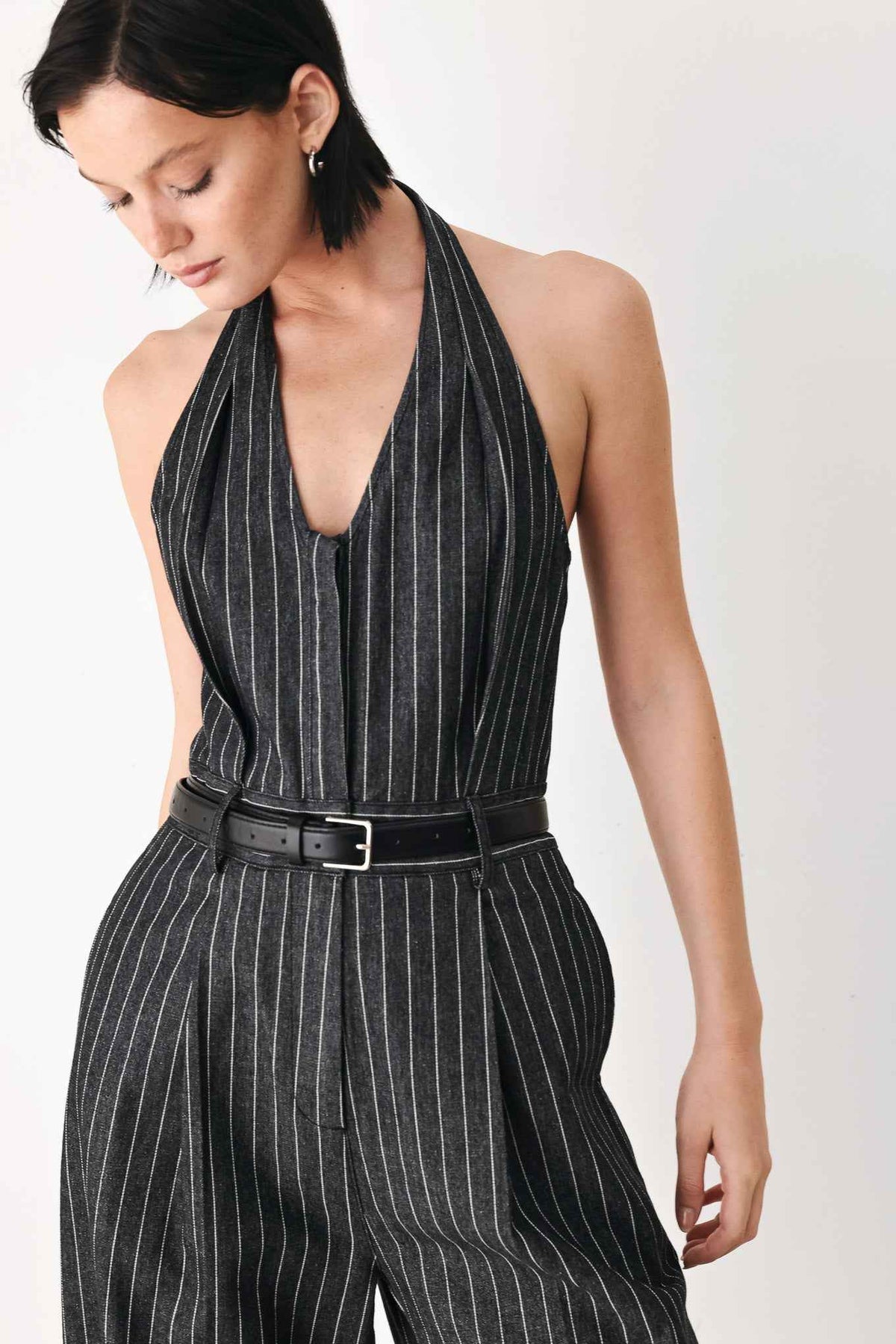 EXECUTIVE NOIR FLOW WOVEN JUMPSUIT
