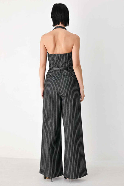 EXECUTIVE NOIR FLOW WOVEN JUMPSUIT