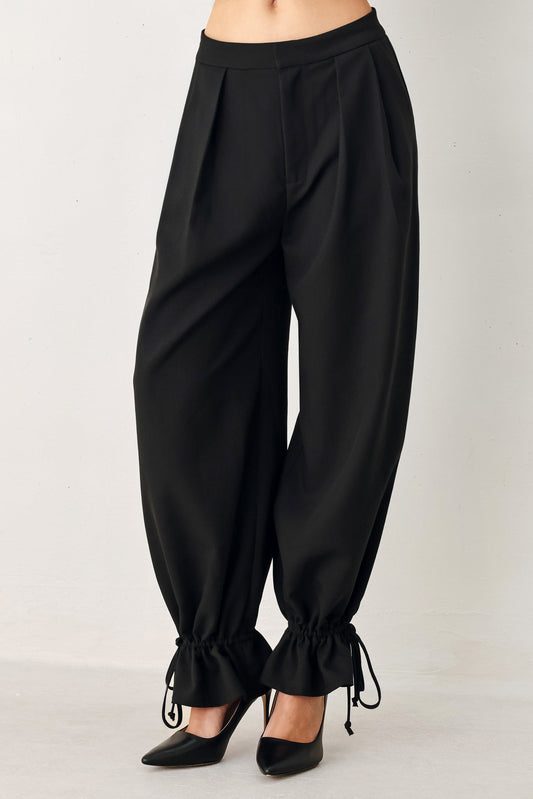 NOIR DRAWSTRING WOVEN PANTS