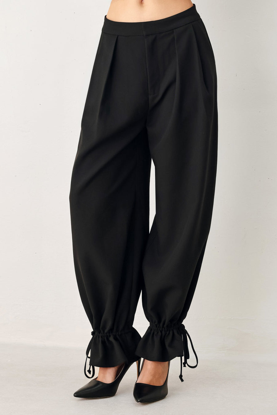 NOIR DRAWSTRING WOVEN PANTS