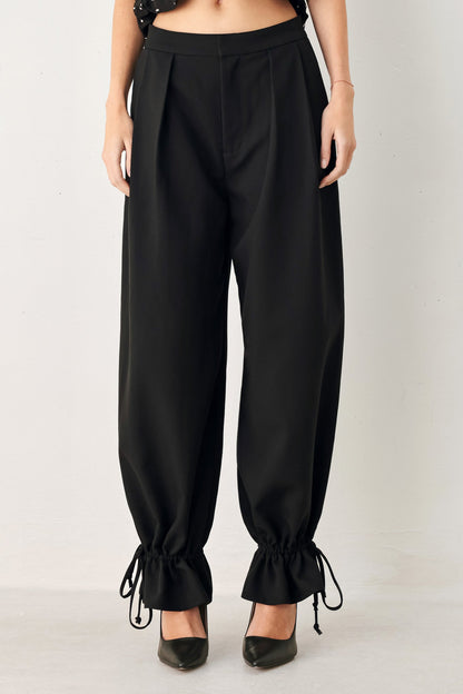 NOIR DRAWSTRING WOVEN PANTS